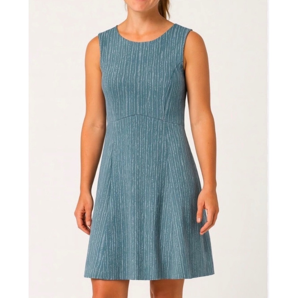 Title Nine Diamalete Dress Teal Blue‎ Stripe Lattice Back Size Small